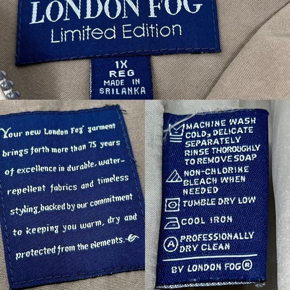 London Fog Limited Edition Beige Hooded Trench Coat Size 1X Detachable Hood Long - Picture 11 of 16